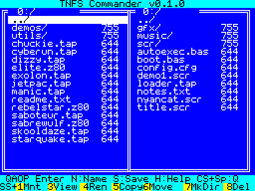 preview of the zx.in.net TNFS server on a ZX Spectrum